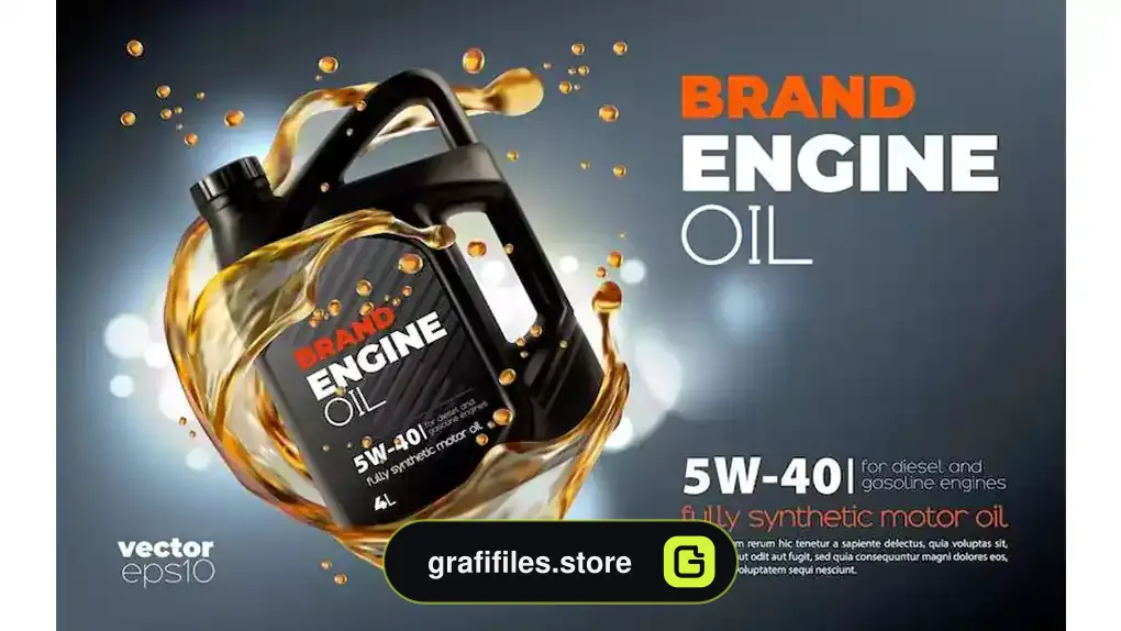 طرح وکتور پوستر تعویض روغن موتور خودر oil change service vector poster