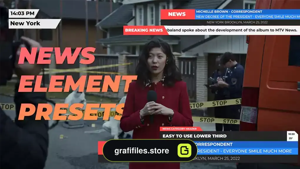 دانلود پریست پریمیر 14 زیرنویس ویدیوی خبری News Element Presets