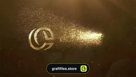 پروژه پریمیر نمایش لوگو پارتیکل طلایی Particles Gold Logo