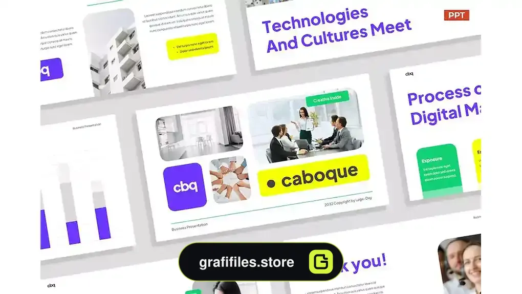 قالب پاورپوینت نمونه کار شرکتی Purple Yellow Business Corporate Profile 023