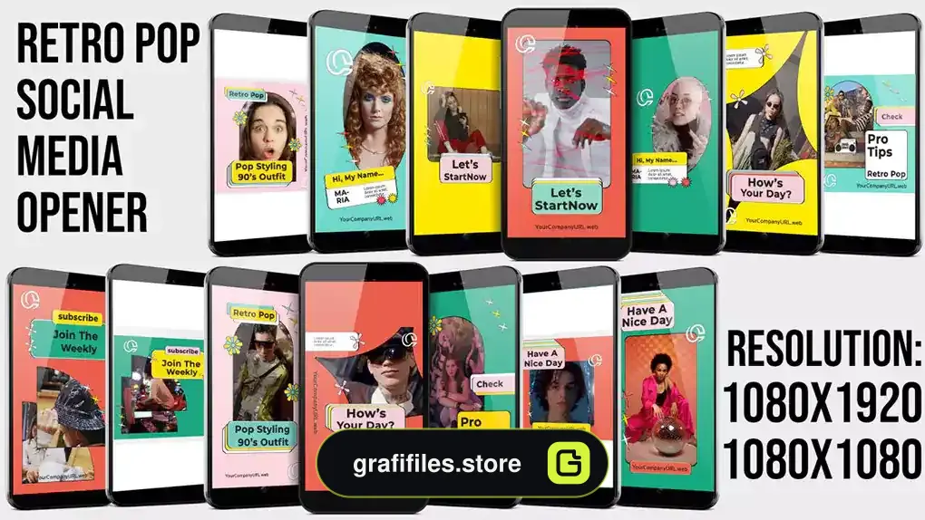 پروژه پریمیر اینستاگرام Retro Pop Social Media Opener