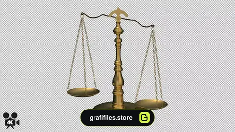 فوتیج چرخش ترازو عدالت Rotating Golden Scale - 4K