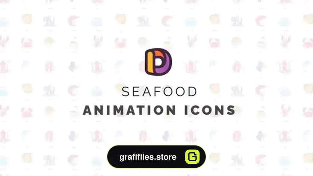 پروژه افترافکت آیکون متحرک غذا دریایی Seafood - Animation Icons