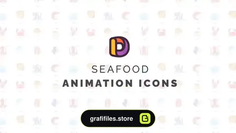 پروژه افترافکت آیکون متحرک غذا دریایی Seafood - Animation Icons