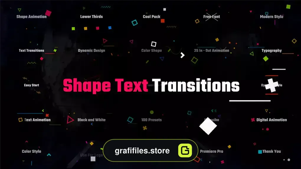 پریست پریمیر 25 متن انیمیت با ترانزیشن Shape Text Transitions