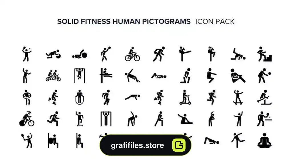 آیکون فیتنس Solid fitness human pictograms