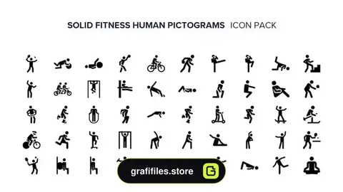 آیکون فیتنس Solid fitness human pictograms