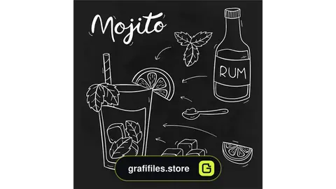 طرح وکتور کوکتل Blackboard cocktail recipe