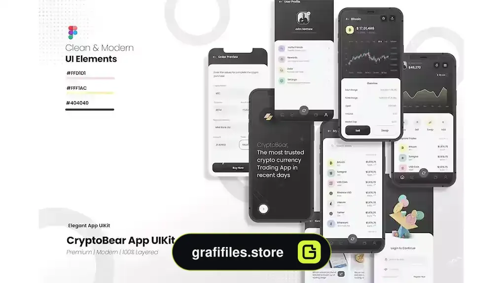 رابط کاربری اپلیکیشن رمز ارز CryptoBear App UIKit