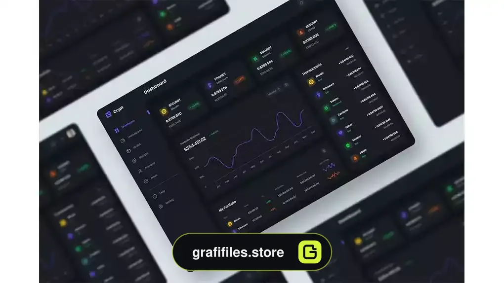 رابط کاربری داشبورد ارز دیجیتال Cryptocurrency Dashboard UI KIT