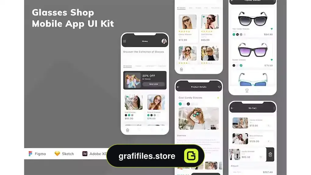 رابط کاربری اپلیکیشن فروشگاه عینک