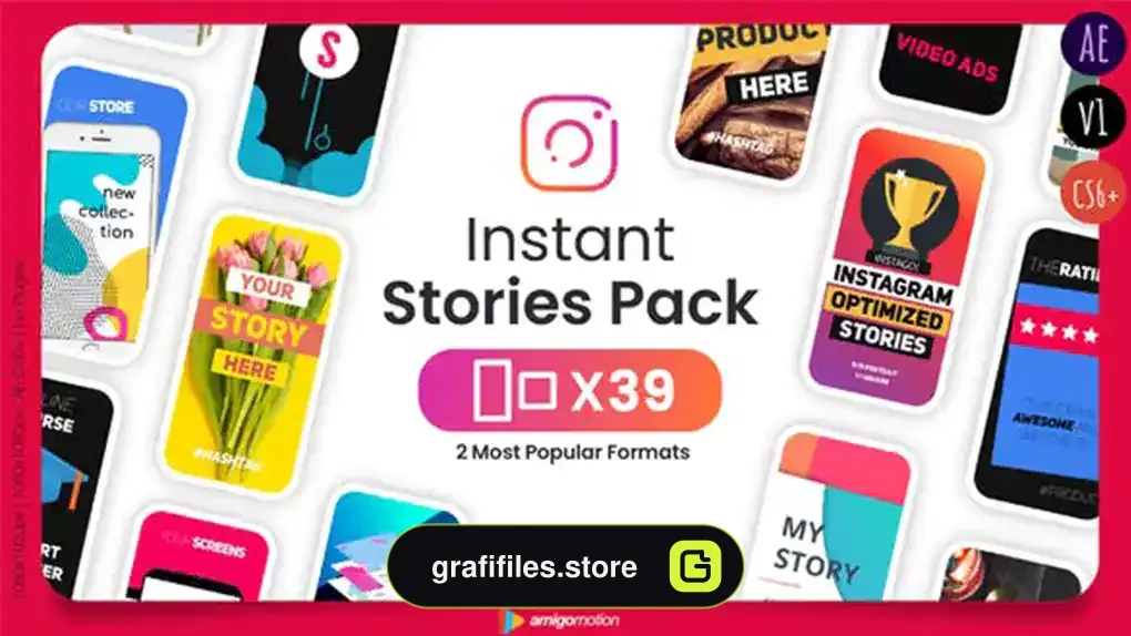 پروژه افترافکت استوری اینستاگرام Instant Stories Pack - AE Version