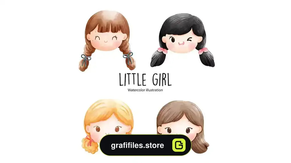 وکتور دختر بچه دبستانی Little girl school girl vector illustration