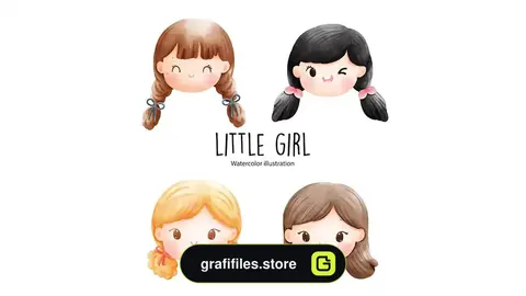 وکتور دختر بچه دبستانی Little girl school girl vector illustration