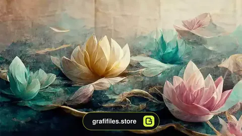 تصویر استوک گل نیلوفر آبی روی سطح آب