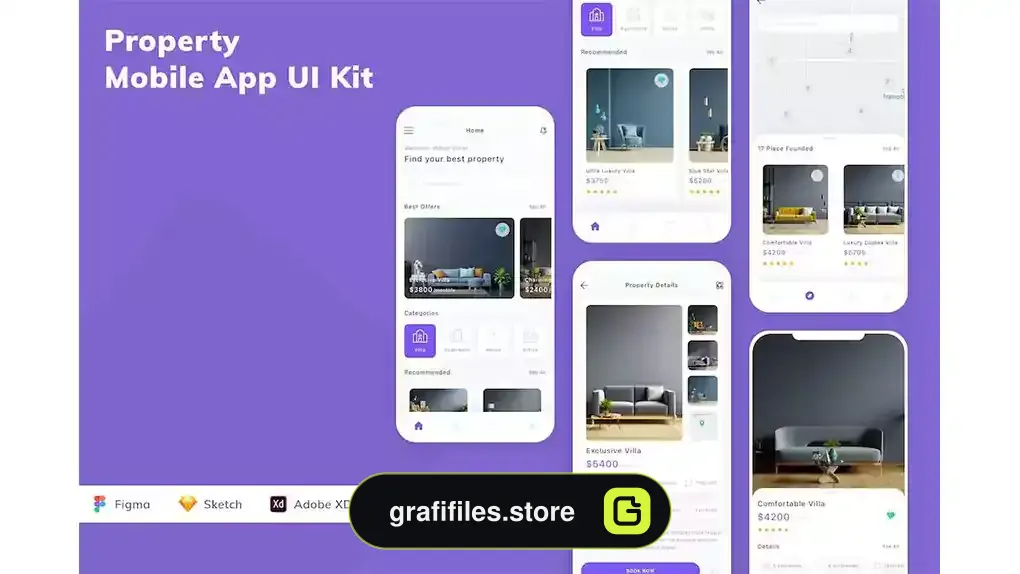 رابط کاربری اپلیکیشن موبایل Property Mobile App UI Kit