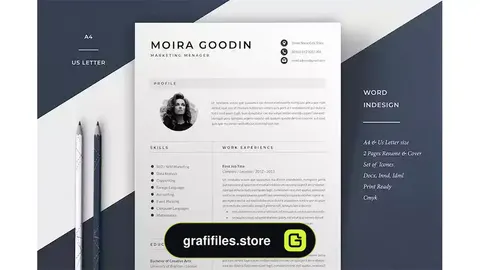 قالب ایندیزاین رزومه Resume Template | Moira