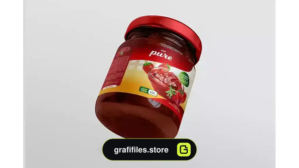 وکتور لیبل شیشه مربای توت فرنگی