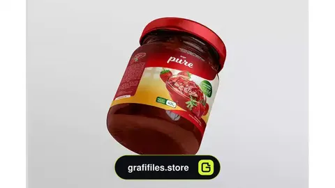 وکتور لیبل شیشه مربای توت فرنگی