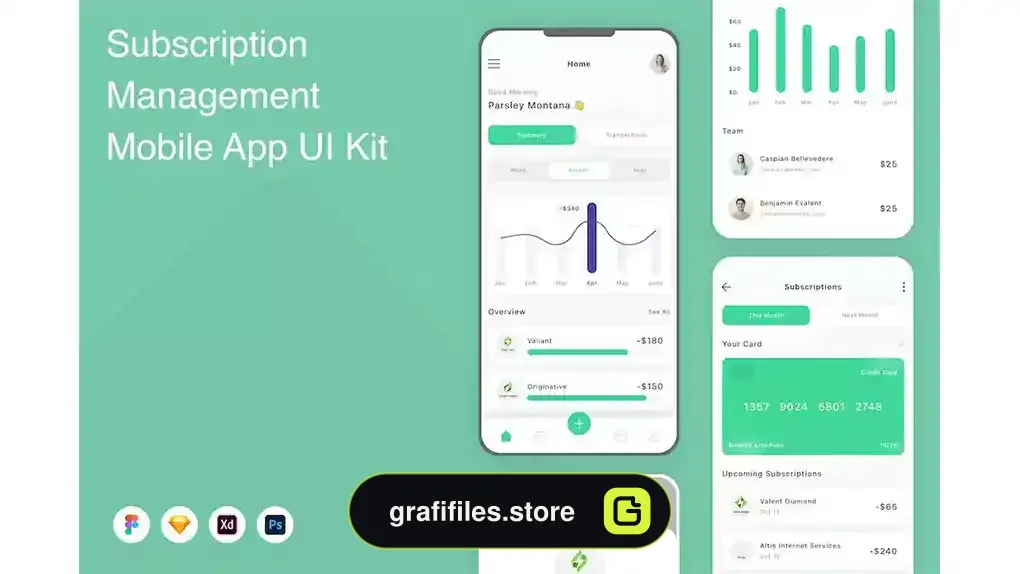 رابط کاربری اپلیکیشن موبایل مدیریت اشتراک