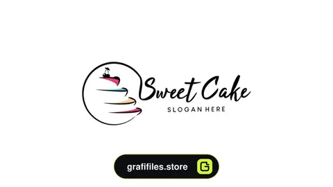 طرح وکتور لوگو کیک sweet cake logo design