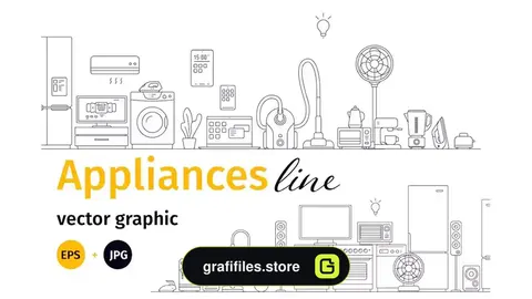 طرح وکتور خطی لوازم خانگی Appliances | Line Collection