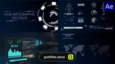 پروژه افترافکت اینفوگرافیک رابط کاربری Hud Infographic Big Pack for After Effects