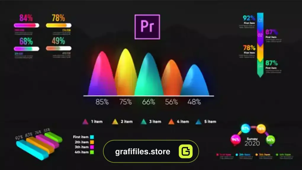 پروژه پریمیر اینفوگرافی Infographic Modern Graphs-MOGRT