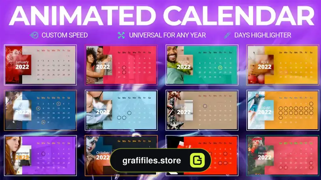 پروژه داوینچی ریزالو تقویم متحرک Animated Calendar