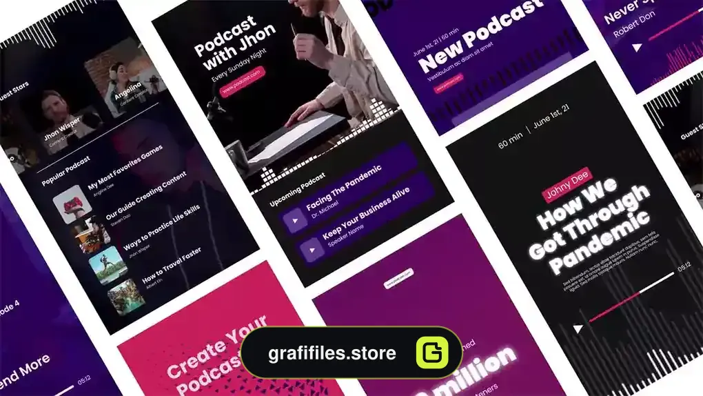 پروژه افترافکت استوری ویژوالایزر پادکست Audio Podcast Visualizer Stories