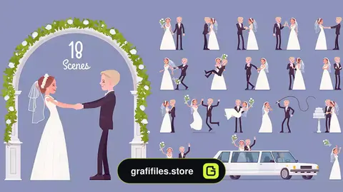 وکتور کاراکتر عروس و داماد