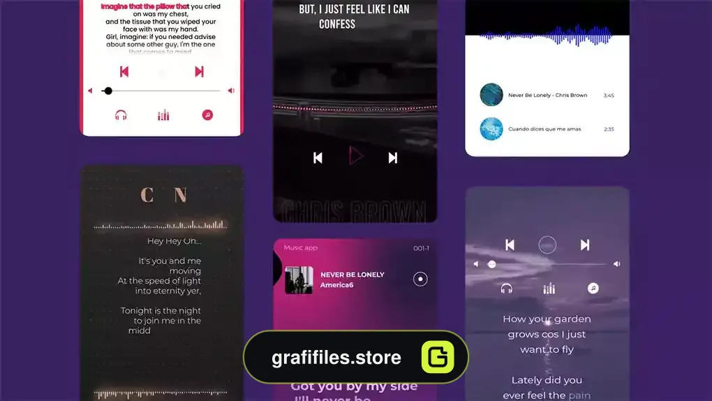 پروژه افترافکت نمایش متن ترانه Scrolling Lyric Template Music