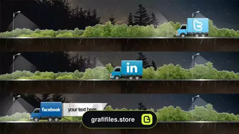 پروژه افترافکت زیرنویس Social Truck Lower Third