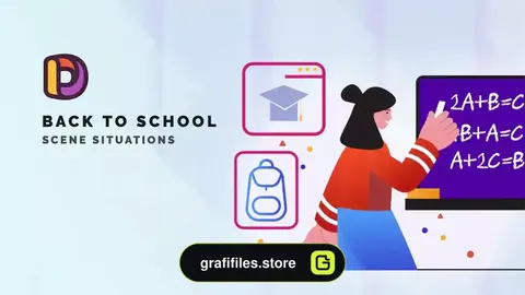 پروژه افترافکت موشن گرافیک بازگشایی مدرسه Back To School - Scene Situations
