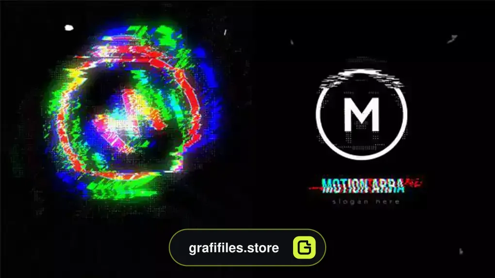 لوگو موشن افترافکت گلیچ نئونی Neon Glitch Logo Reveal