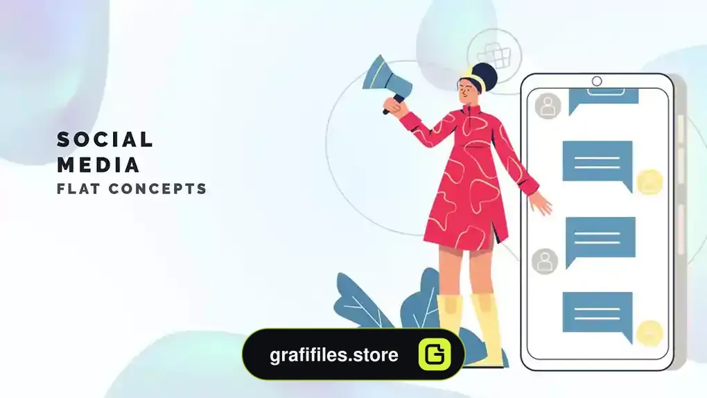 پروژه افترافکت موشن گرافیک شبکه اجتماعی Social Media - Flat Concepts