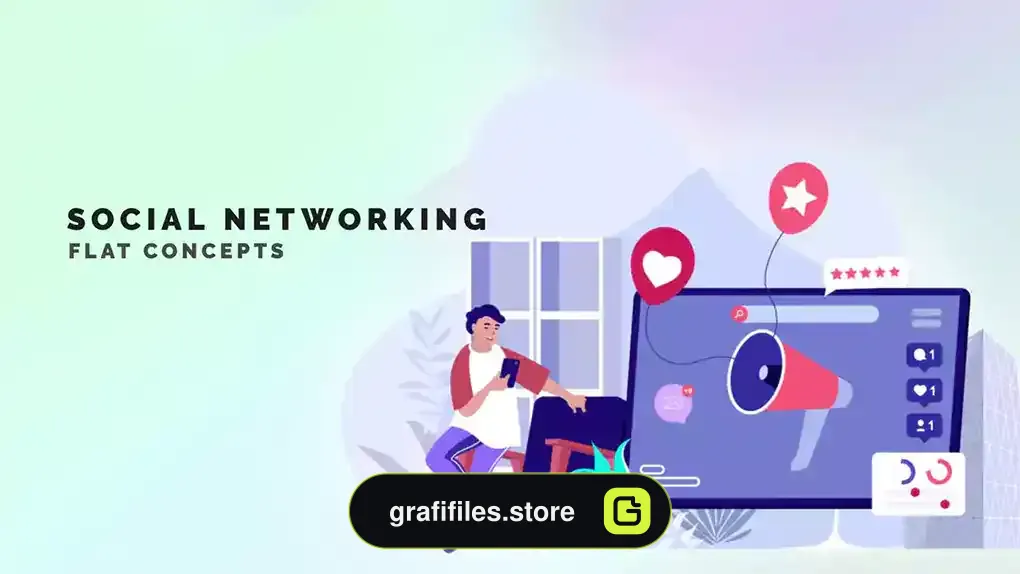 پروژه افترافکت موشن گرافیک شبکه اجتماعی Social Networking - Flat Concept