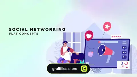 پروژه افترافکت موشن گرافیک شبکه اجتماعی Social Networking - Flat Concept