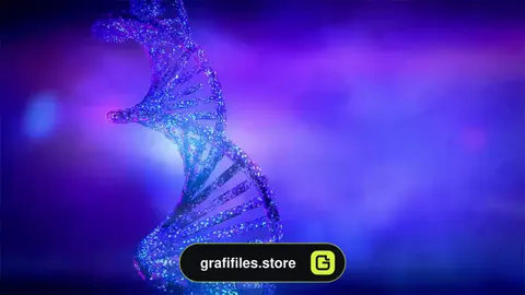 بک گراند موشن گرافیک نمای نزدیک رشته DNA فرابنفش