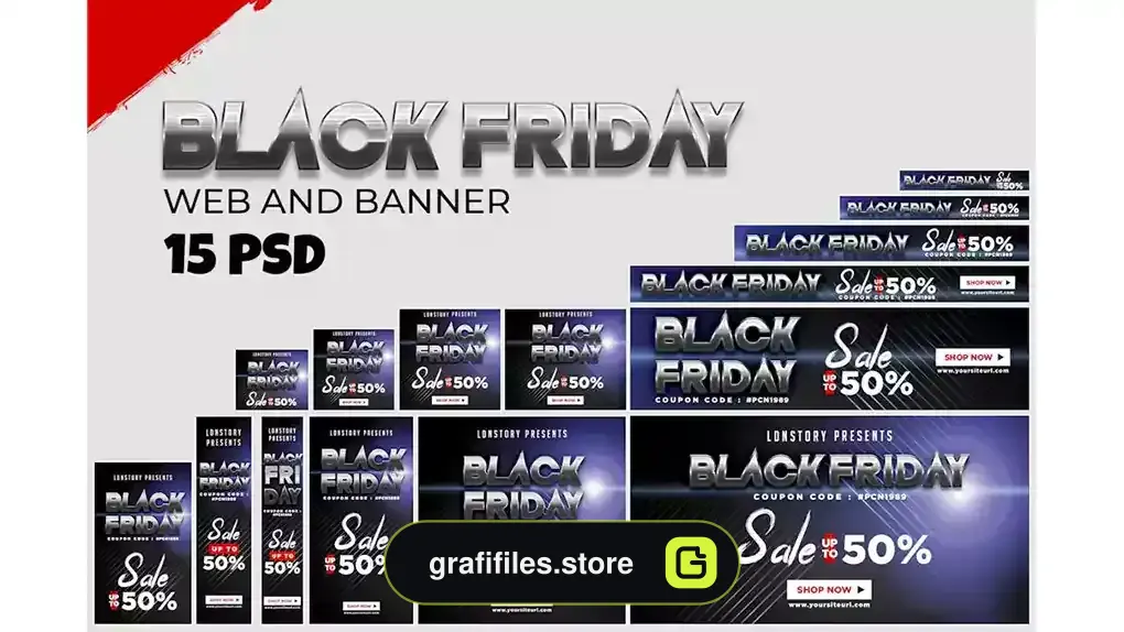 طرح لایه باز بنر تبلیغاتی بلک فرایدی Black Friday Banner Ads