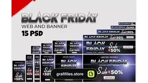 طرح لایه باز بنر تبلیغاتی بلک فرایدی Black Friday Banner Ads