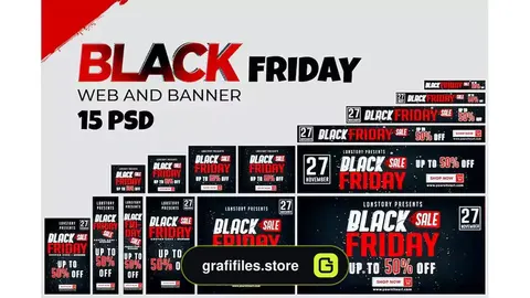 طرح لایه باز بنر تبلیغاتی بلک فرایدی Black Friday Banner Ads 2