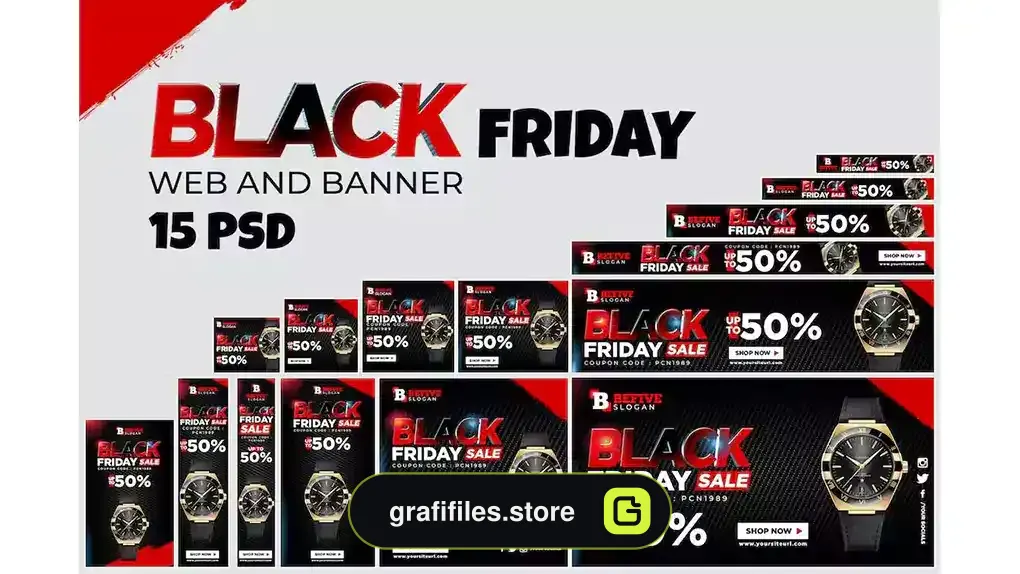 طرح لایه باز بنر تبلیغاتی بلک فرایدی Black Friday Banner Ads 3