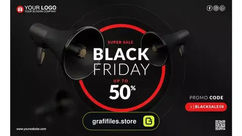 طرح لایه باز بنر بلک فرایدی Black friday banner template super sale