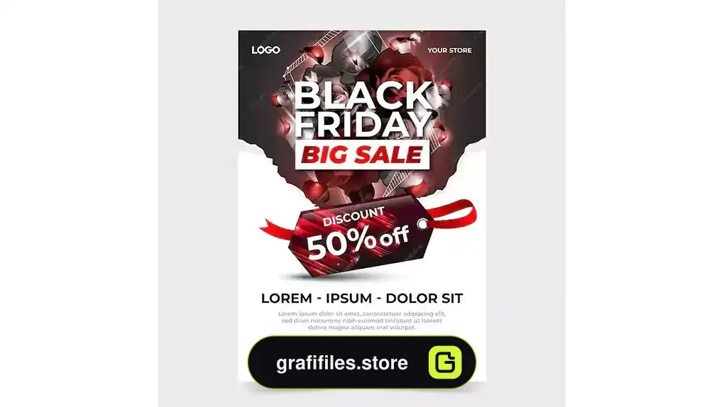 طرح لایه باز پوستر بلک فرایدی Black friday big sale elegant poster template