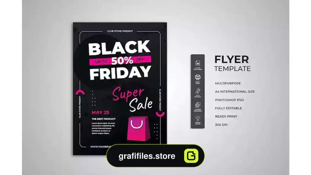 طرح لایه باز تراکت بلک فرایدی Black friday flyer 3