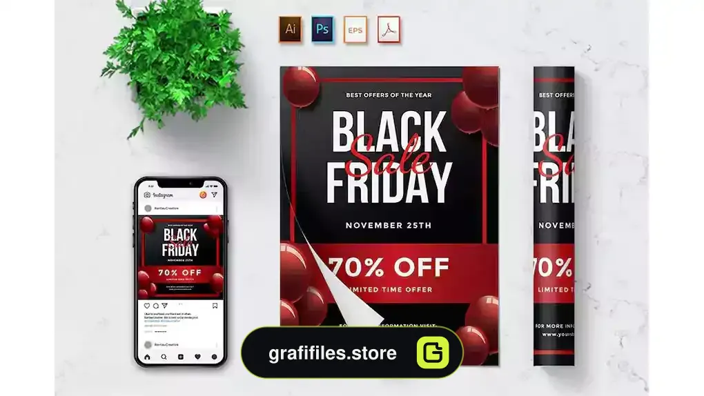 طرح لایه باز تراکت بلک فرایدی Black Friday Flyer 5
