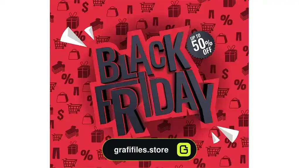 طرح لایه باز بنر بلک فرایدی Black friday sale illustration