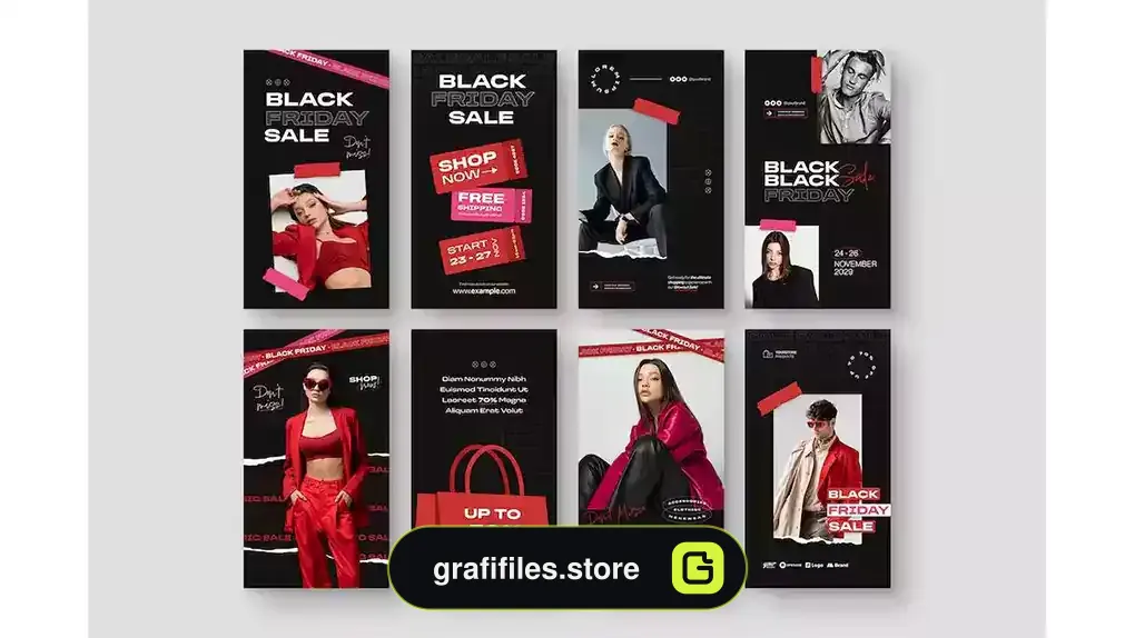 طرح لایه باز استوری اینستاگرام بلک فرایدی Black Friday Social Media Story Templates