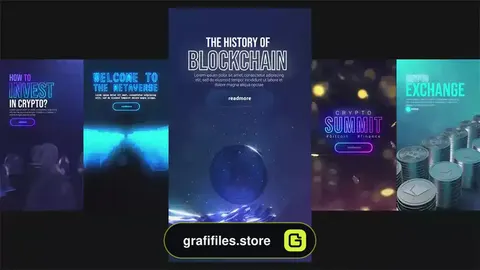 پروژه افترافکت استوری اینستاگرام ارز دیجیتال Crypto Stories Pack